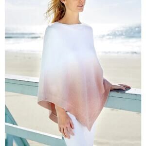 BAREFOOT DREAMS CozyChic Ultra Lite Ocean Breeze Poncho Ombré Rose Mist OS NWT